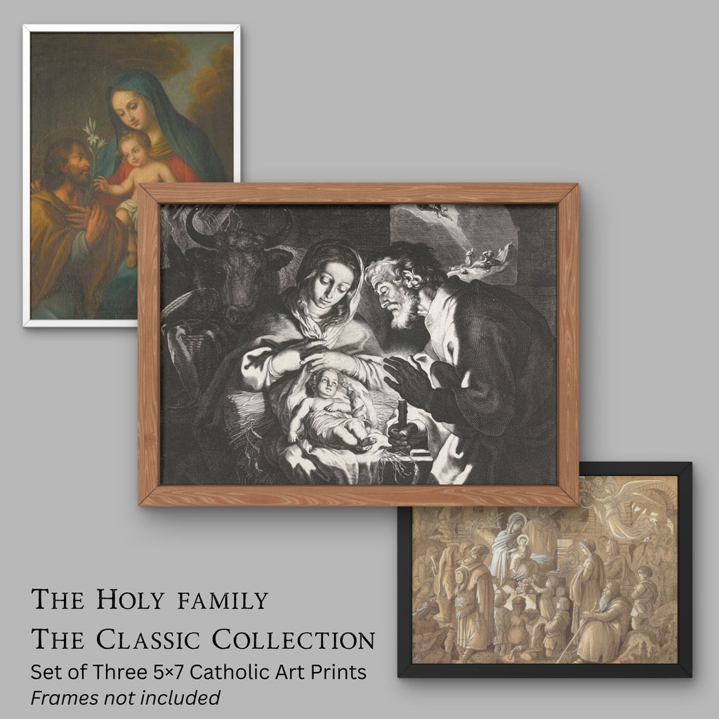 The Holy Family: The Classic Collection — Set of 3 Catholic Art Prints, 5×7