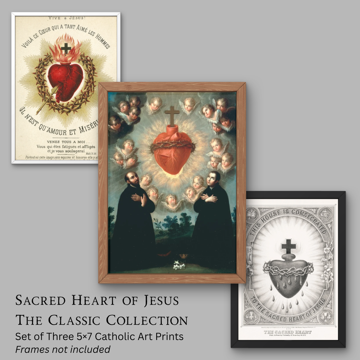 Sacred Heart of Jesus Collection – Set of 3, 5x7 Catholic Art Prints